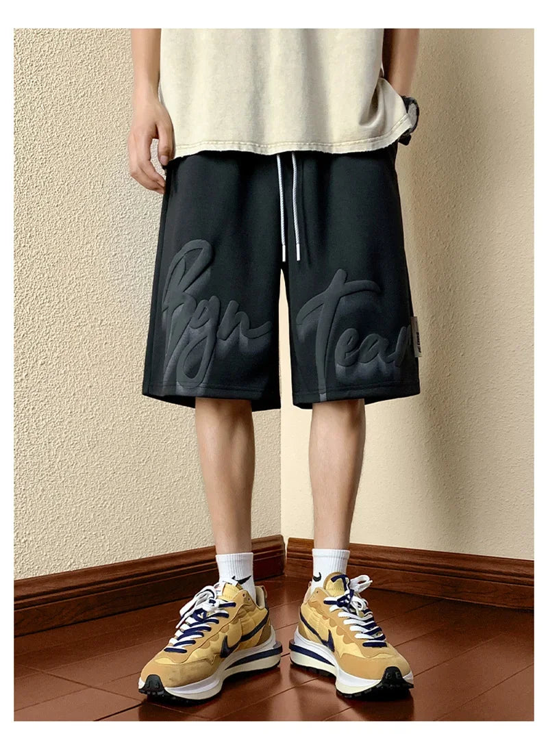Summer Y2K Vintage Foamed Printed Men‘s Shorts Hip Hop Fashion Baggy Short Pants Gym Sports Bermudas Para Hombre Streetwear