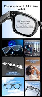 LIGE AI Smart Glasses 720P Camera Video Recorder Bluetooth Call 260mAh Battery Voice Assistant Control Sunglasses For Men Women
