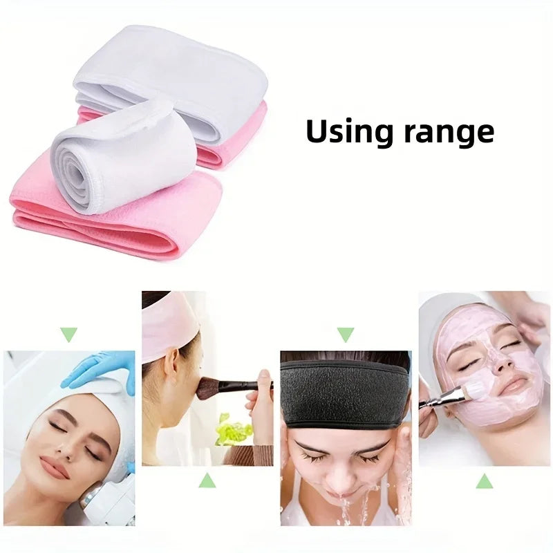 Women's Adjustable Wide Headband Velcro Sports Yoga Headband Face Wash Makeup Double layer Headband Beauty Strap