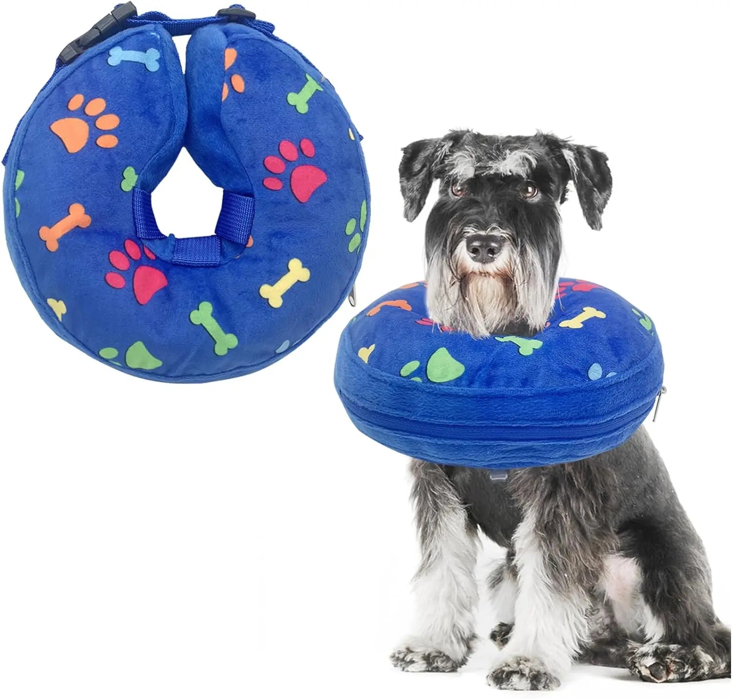 Soft Inflatable Dog Collar Elizabeth Cone Alternative, Post-Surgery Recovery Donut for Small to Large Dogs, Stops Licking Wounds