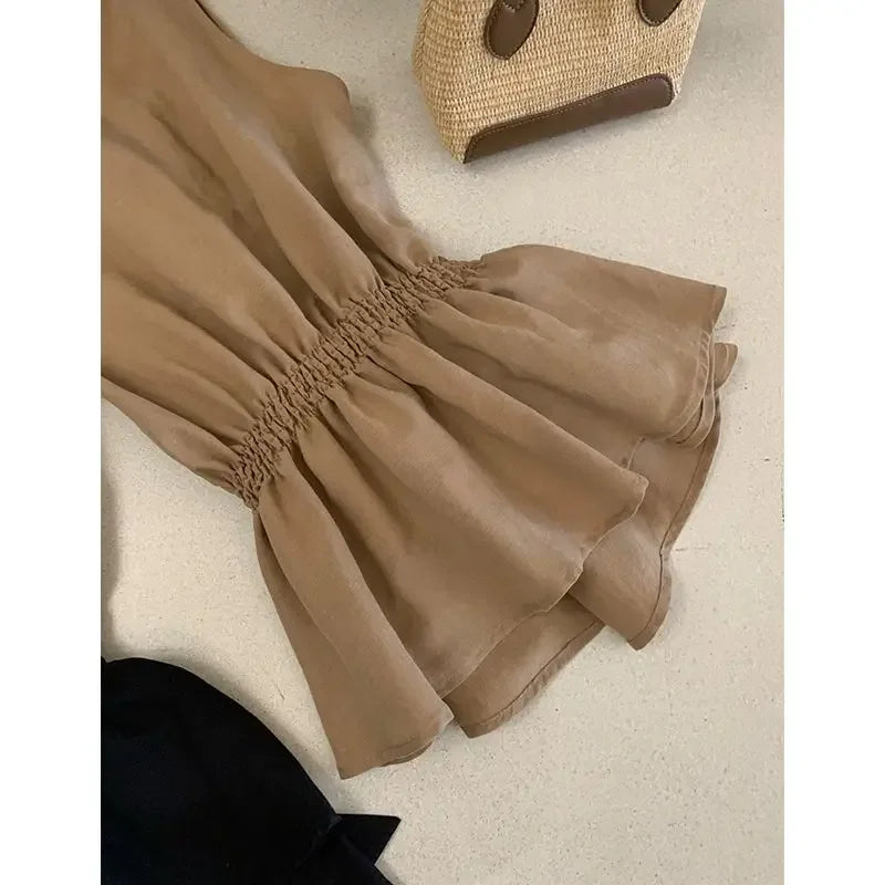 Irregular V-neck Cross Halter Vest Wide-leg Trousers for Women Summer New Suit