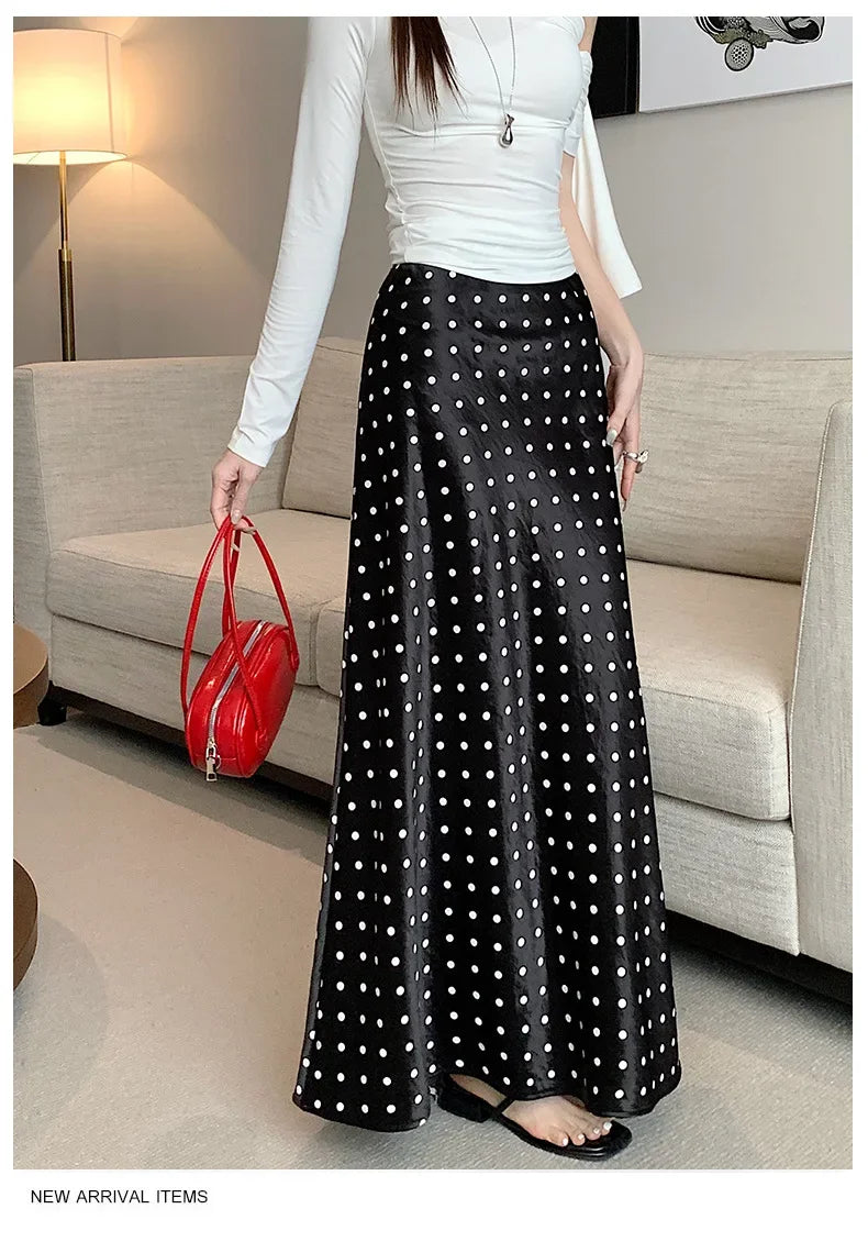 Spring 2025 High-Waisted Hoop Skirt Women's Vinegar Slimfish Tail Skirt A- Line Flared Hip Covering Long Dress