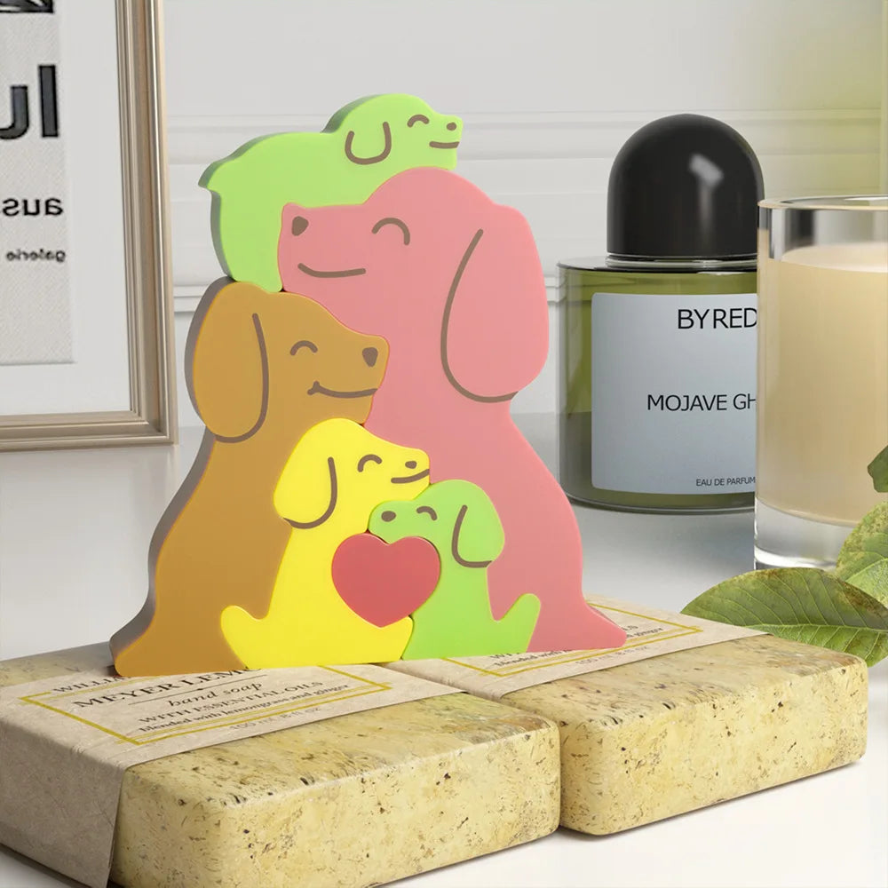 Dogs Family Puzzles Clay Silicone Mold Cat Bear Elephant Gypsum Plaster Mould Animal Craft Ornament Cement Concrete Resin Mold