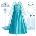 Halloween Elsa Dress for Girls Children Party Princess Costume Kids Disguise with Long Cloak Girl Snow Queen Carnival Clothes