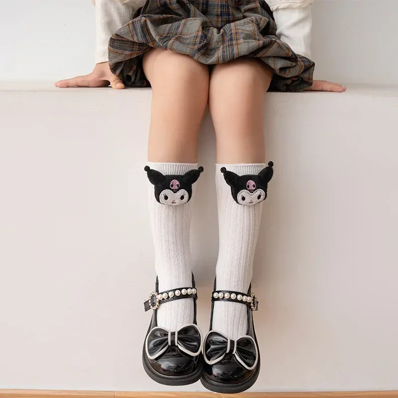 Kuromi Melody Cinnamoroll Kitty Cat Sanrio Socks for Children's Girls Cartoon Kawaii Korean Style Mid-Tube Trendy Student Socks