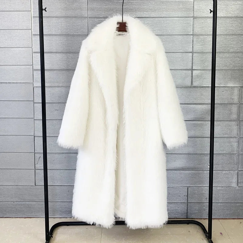 Tossy Winter Fur Feather Loose Overcoat Women's Fashion Pocket Solid Commute Streetwear Jacket Ladies Luxury Patchwork Coat 2025
