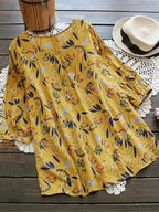 Plus Size 1XL-5XL Women's   Fashion Floral Printed 3/4 Sleeve Blouse Shirt Ladies Casual Loose Retro Color Shirt Blouse Tops
