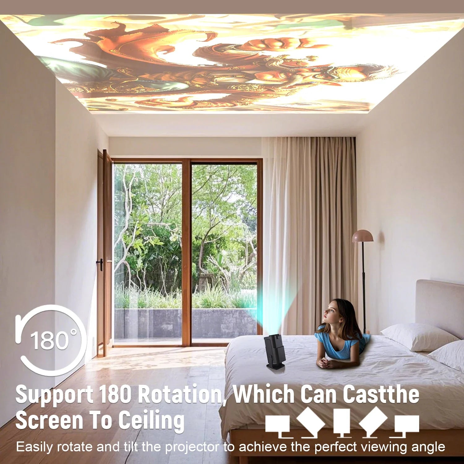 Projector Netflix Officially Licensed HY320 Android 11 1080P 500ANSI Amlogic S950D4 WIFi6.0 BT5.2 Mini 4K Projector