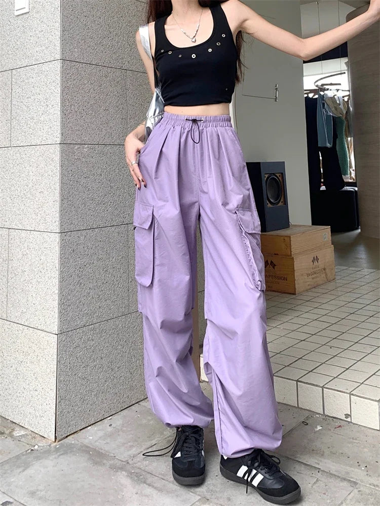 High Waist Wide Leg Workwear Pants Women's Spring 2024 Loose Sun Protection Casual Sports Thin Style Fashionable Trousers