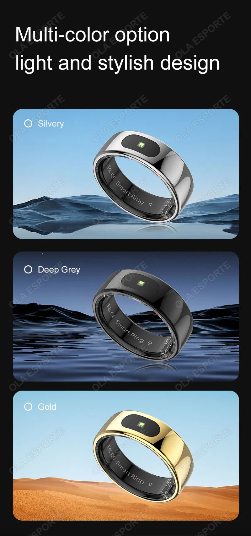 For Xiaomi Smart Ring Bluetooth Health Monitor Heart Rate Blood Oxygen Sleep Temperature Gesture Control Waterproof Sport Rings