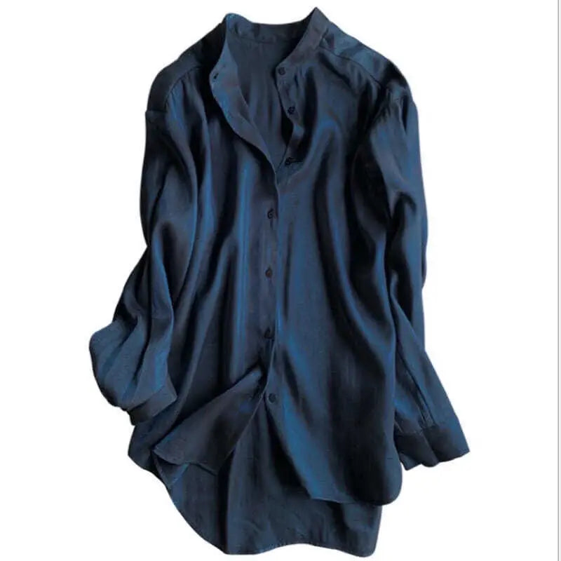 Comfortable Turn-down Collar All Seasons Women's Clothing 2023 Chiffon Trend All-match Korean Solid Color Long Sleeved Blouses