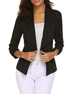 Women's Casual Blazer Solid Elegant Jackets Cardigan Fashion Long Sleeve Jacket Slim fit 3/4 Gathered Sleeve Open Front