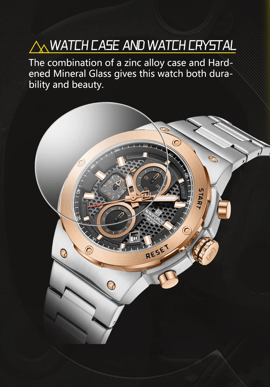 NAVIFORCE Man Quartz Top Brand Watch Luxury Luminous Chronograph Wristwatch Stainless Steel Waterproof Men Date Calendar Clock