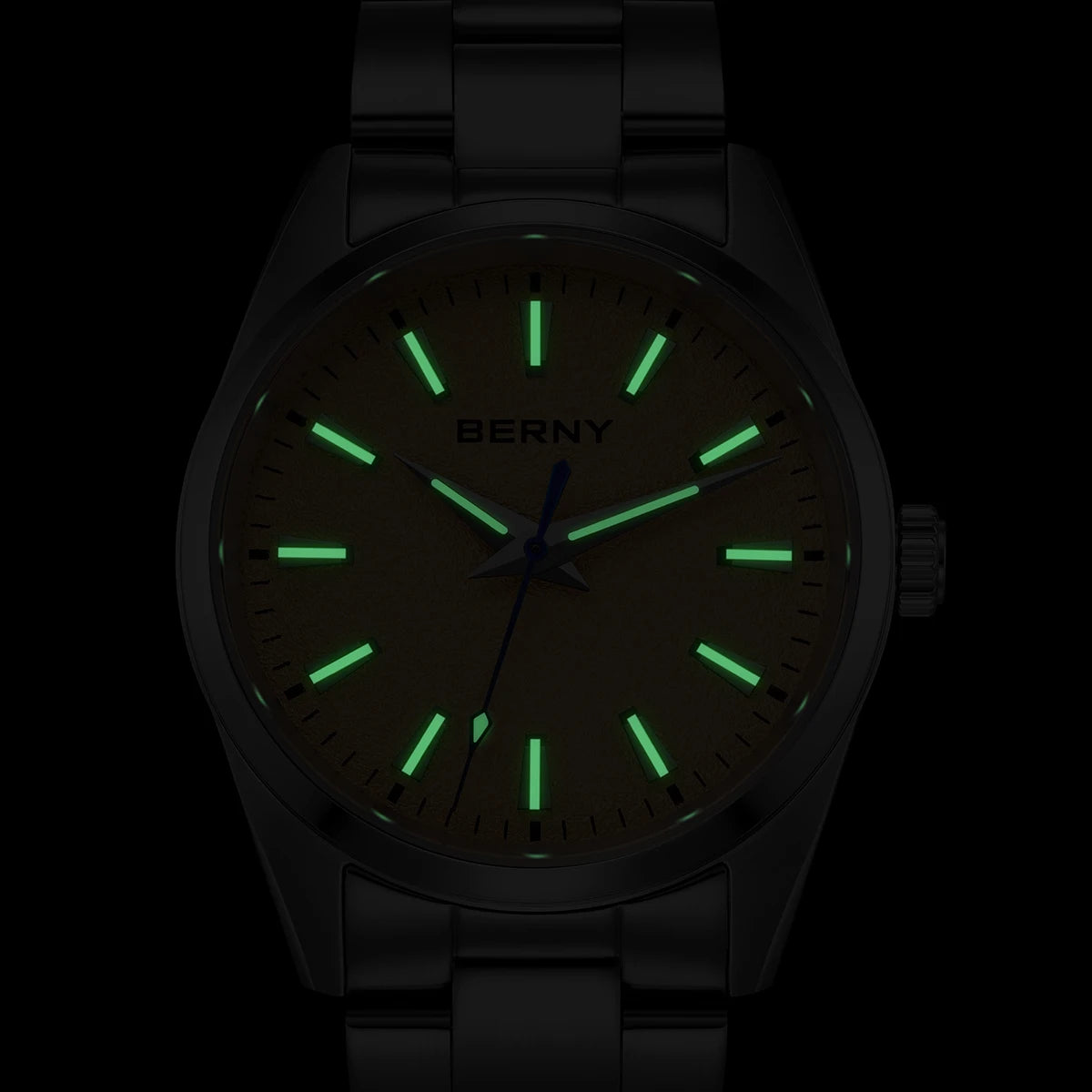 BERNY Watches for Men Luminous AR Sapphire Classic Dress Business Quartz Men's Watch 10ATM Elegant Fashion Casual Wristwatch