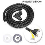 2M 16/10mm Flexible Spiral Cable Wire Protector Cable Organizer Computer Cord Protective Tube Clip Organizer Management Tools
