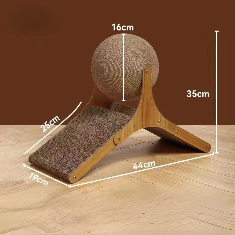 Cat Grabbing Board Wooden Cat Climbing Frame Vertical Scratch Resistant Cat Toy Rotating Sisal Rope Cat Grabbing Ball Cat Tower