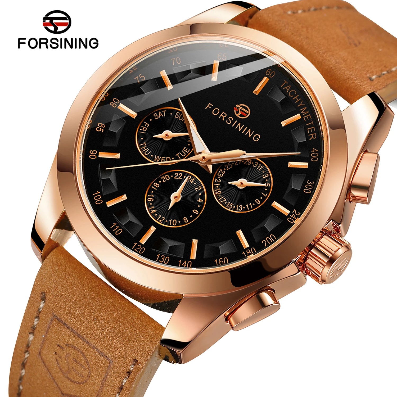 FORSINING Men Watches Automatic Mechanical Watch Luxury Gold Clock Genuine Leather Waterproof Watch Men Military Wristwatch Man