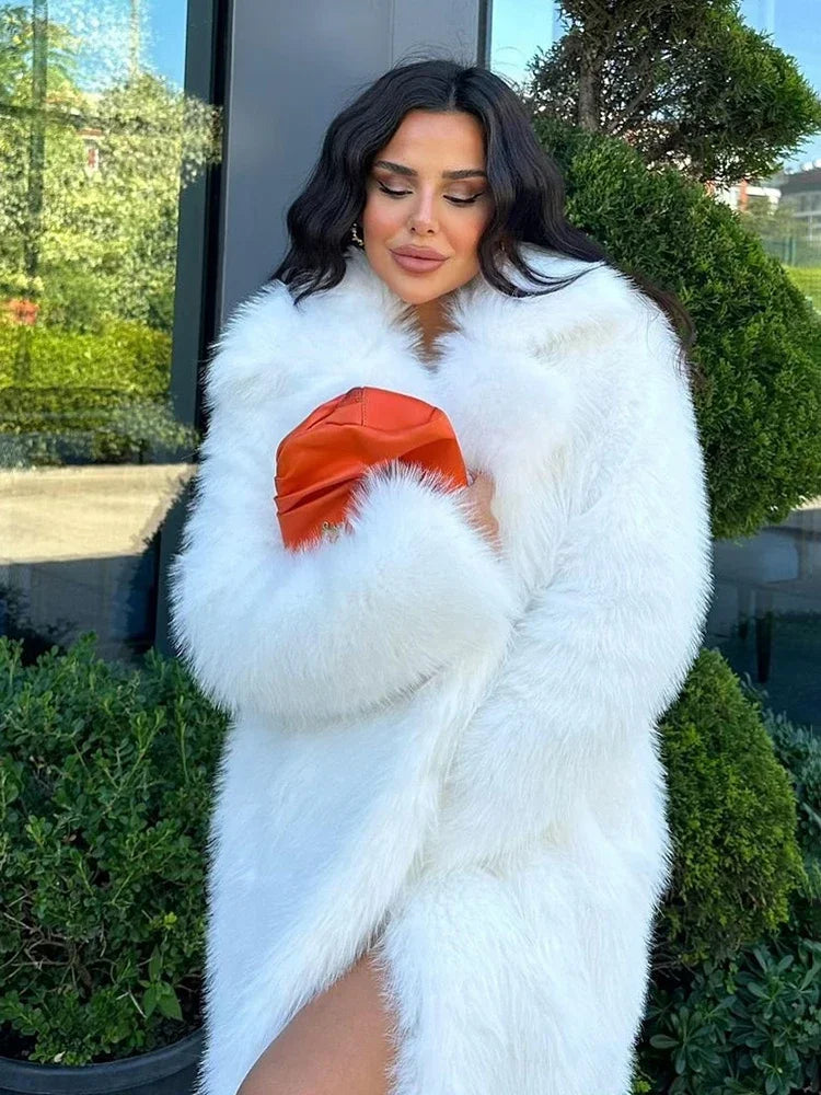 Tossy Winter Fur Feather Loose Overcoat Women's Fashion Pocket Solid Commute Streetwear Jacket Ladies Luxury Patchwork Coat 2025
