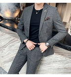 Men Luxury Slim Fit Check Suits Men Boutique Business Casual Formal Suits Sets Blazers+Pants Wedding Social Tuxedo Dress Homme