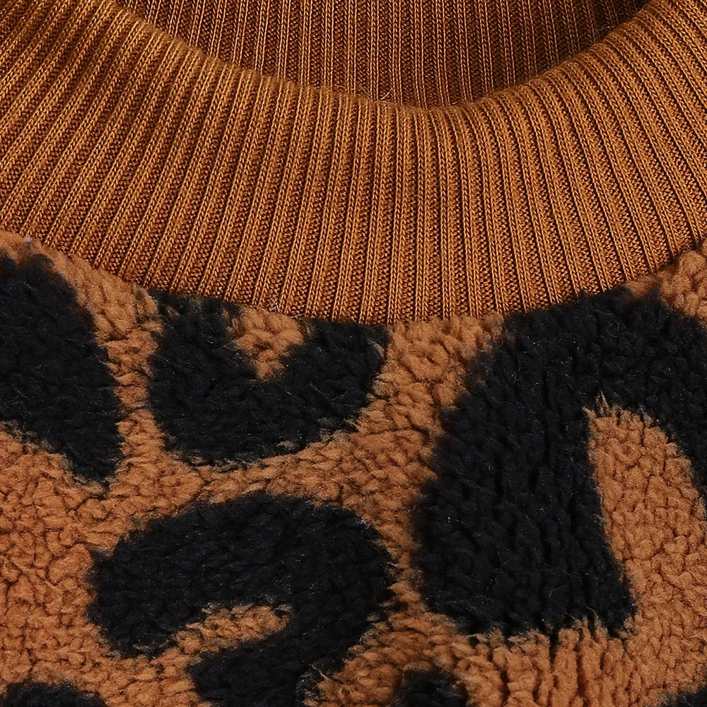 Pet Jumpsuit Warm PetsPet Plush Sleeve Hoodie  Puppy Pullover Dogs Pet Sweater Winter Leopard Print French Bulldog Winter Warm