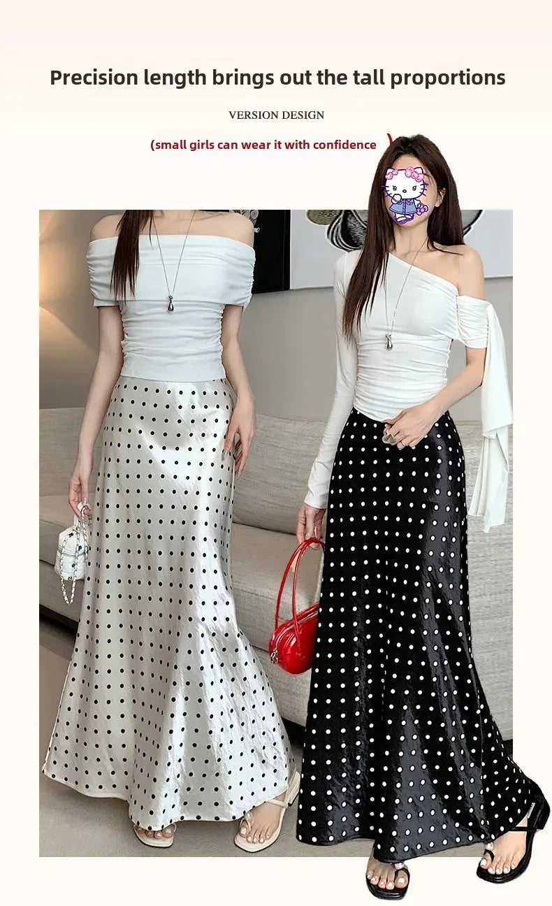 Spring 2025 High-Waisted Hoop Skirt Women's Vinegar Slimfish Tail Skirt A- Line Flared Hip Covering Long Dress