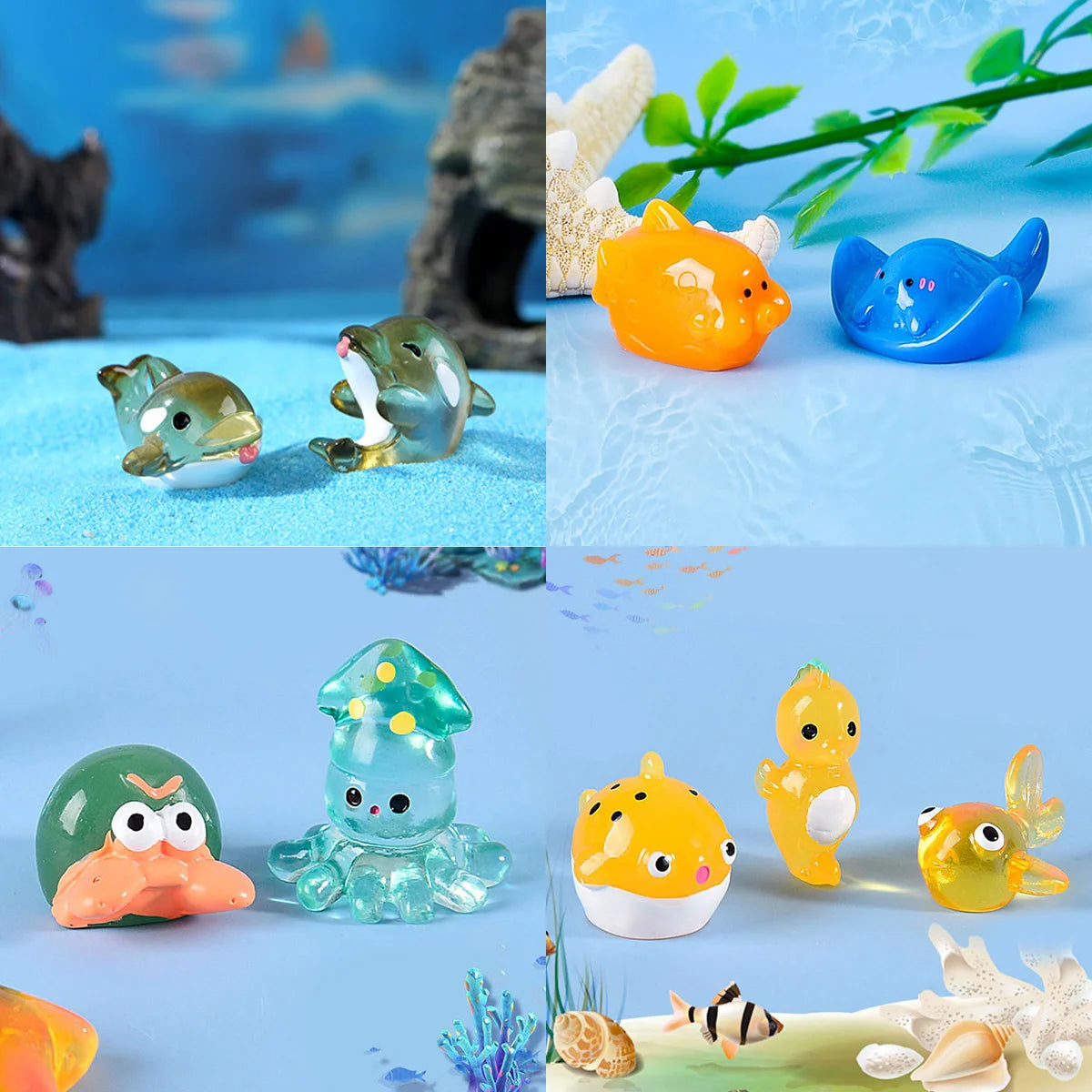 Mini Ocean Resin Animals Tiny Sea Animals Figurines Marine Miniature Animals Aquarium Ornaments Home Decorations