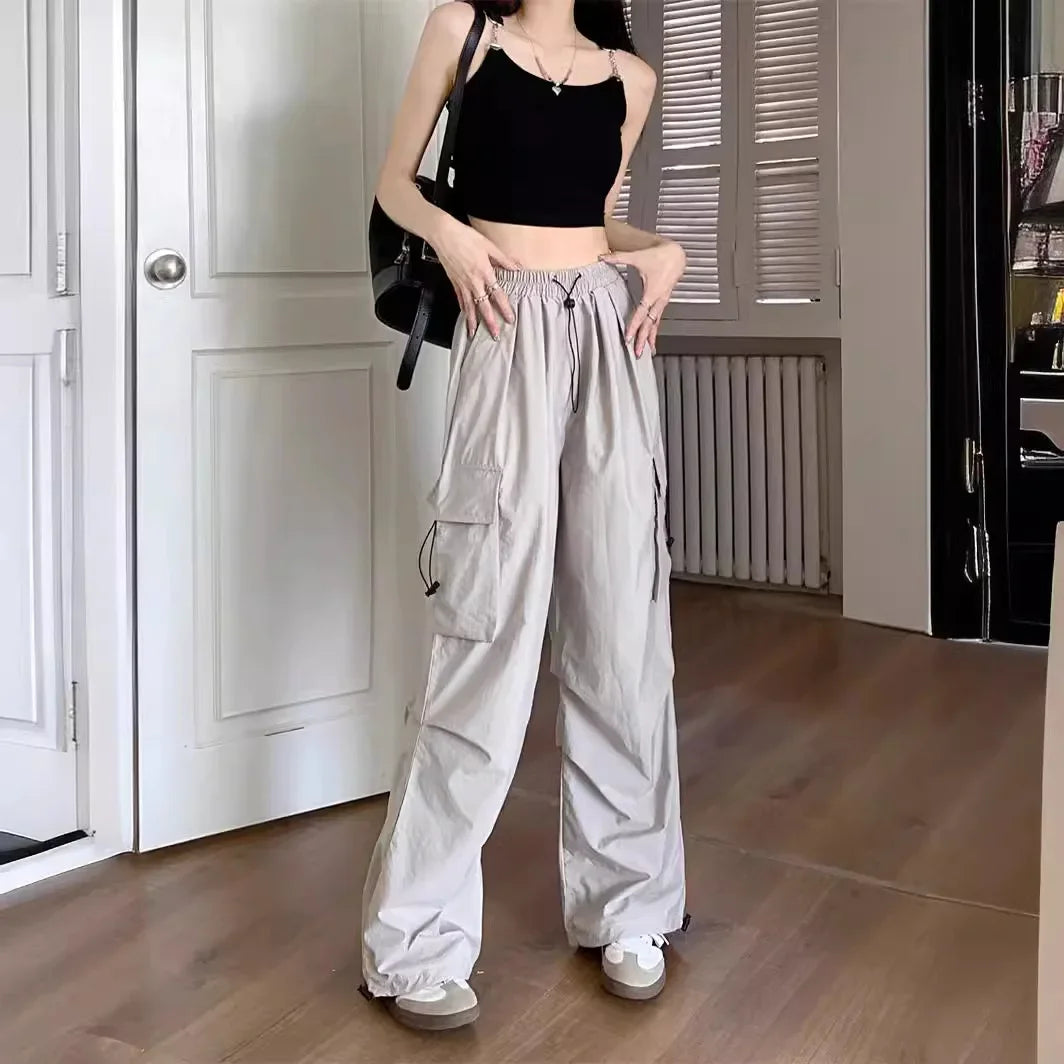 High Waist Wide Leg Workwear Pants Women's Spring 2024 Loose Sun Protection Casual Sports Thin Style Fashionable Trousers
