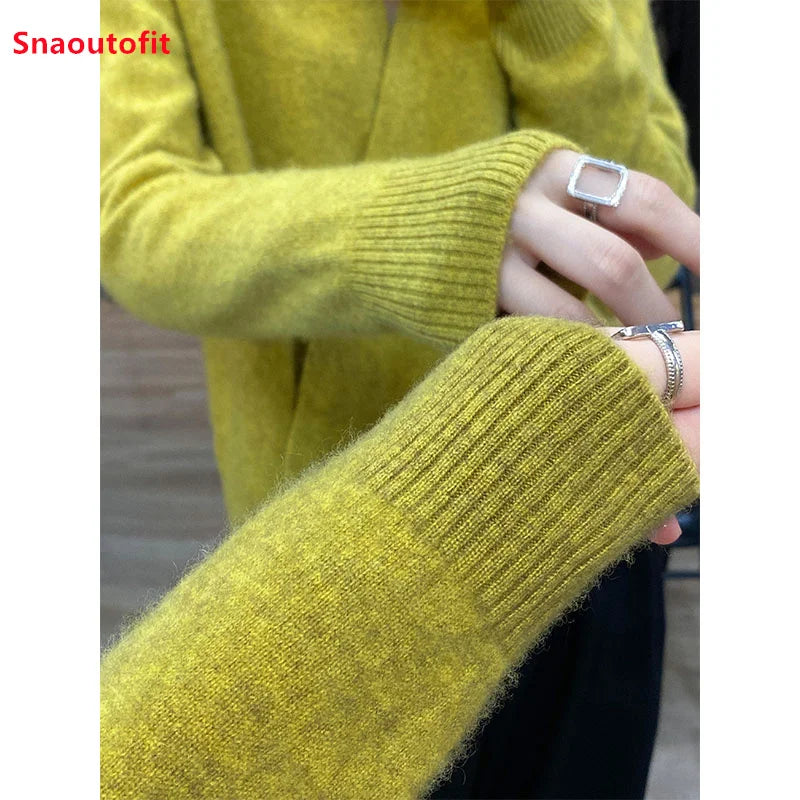 Japanese Kimono Cardigan Pure Wool Sweater Female Cross V-Neck Knitted Cardigan 2023 Spring and Autumn Loose Leggings Retro Top