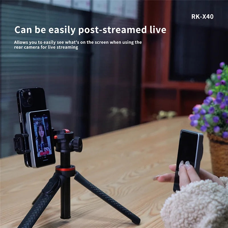 RK-X40 Wireless Mobile Phone Magnetic Selfie Screen Projector Rear Camera High Definition Selfie Display Selfie Auxiliary Tool