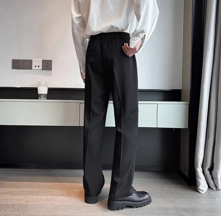 Wide Leg Gray Baggy Men's Summer Pants Tailoring Chinese Homme Dress Slacks Spring Clothes Male Suit Trousers Formal Designer Up