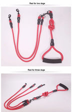3 Way Dog Leashes for Walking 2/3/4 Dogs Pets Nylon Braided Rope No Tangle Dog Leashes for Small Dogs Dual Three Dogs Leash