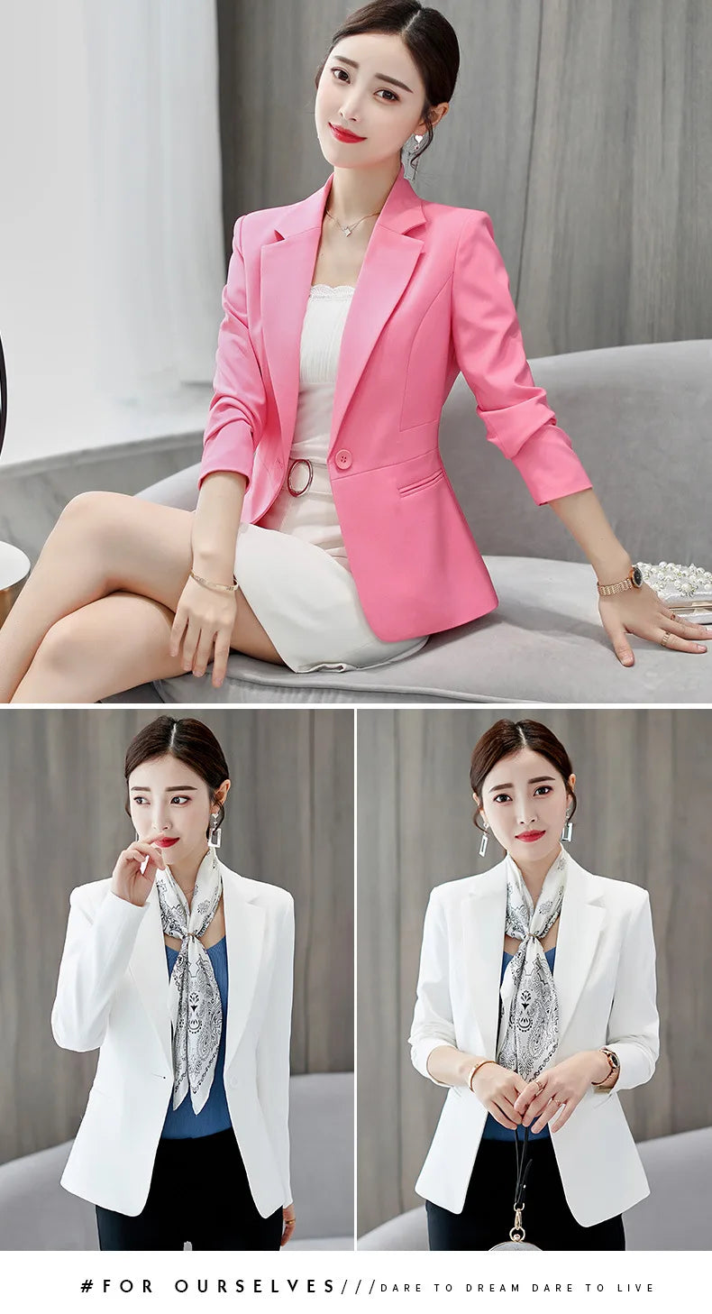Spring New Women's Long-sleeved Suit Jacket, Korean Style Slim Short Coat Women, Asian Size M-XXXL, Girl's Blazers