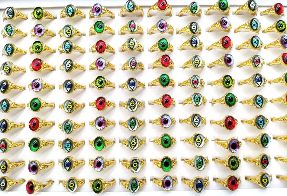 Wholesale 20pcs Evil Blue Eye  Metal Alloy Rings Jewelry