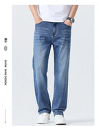 Summer Thin Straight Jeans Men's Clothing Soft Breathable Trousers Male Brand Comfortable Business Loose Denim Pants Retro Y2K