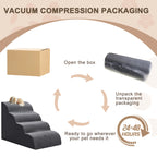 Curved Dog Stairs Ramp for High Beds 19.7" H, 4-Step Dog Steps for Small Dogs and Cats, Pet Stairs for High Bed Climbing, Grey