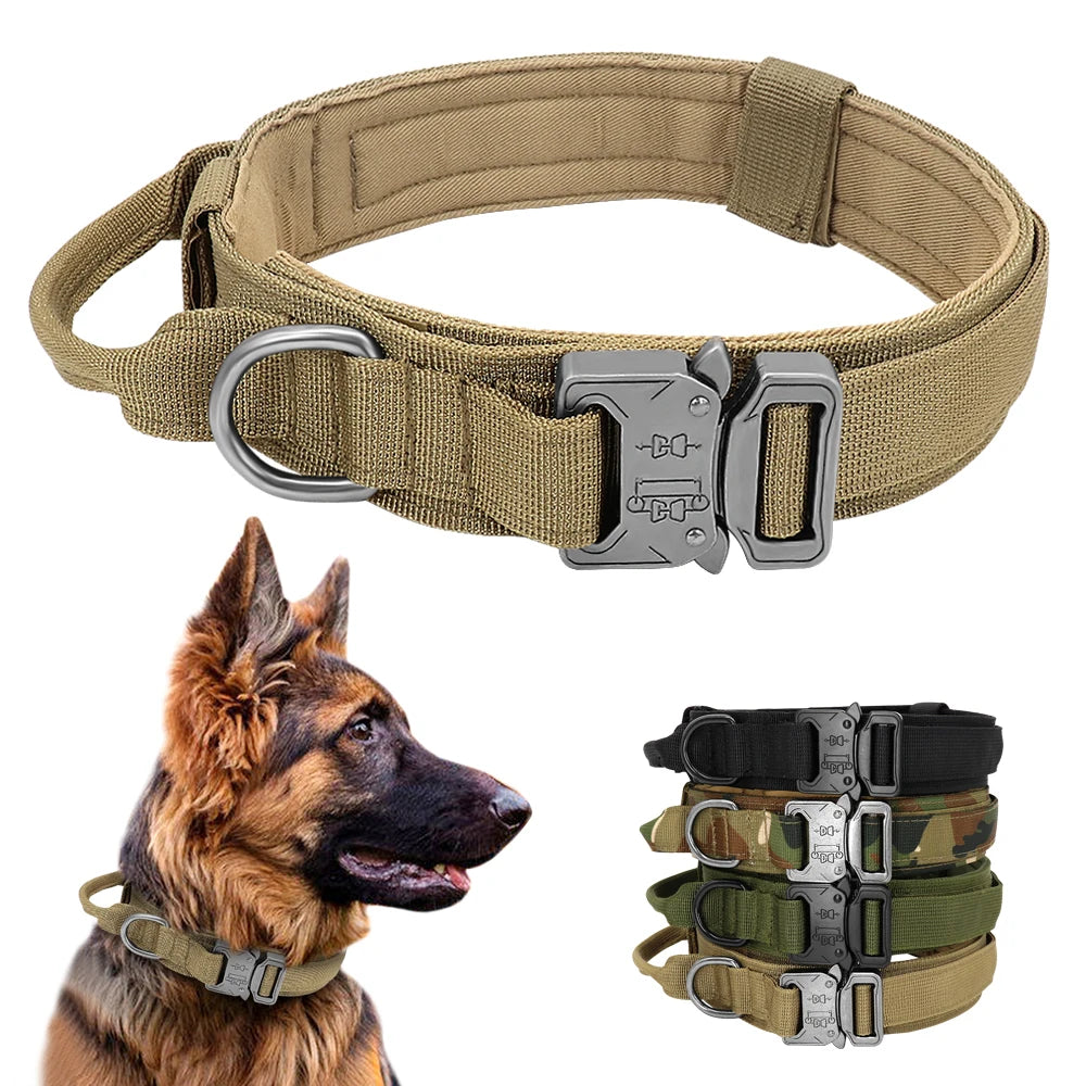Nylon Tactical Dog Harness Collar Leash No Pull Military Pet Harness Vest For Medium Large Dogs Training Molle Harness Pouches