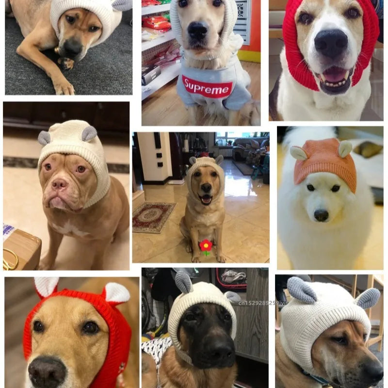 Quiet Dog Ear  Pet Ears Covers Knitted Hat Relief Winter Warm  Hat for dogs warm pet puppy dog ears in winter Christmas Gift