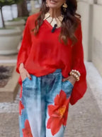 Krisstargirl Women Flower Printed Loose Trousers 2025 Spring Summer Trendy High Waist Not Denim Long Pants Bottoms for Woman
