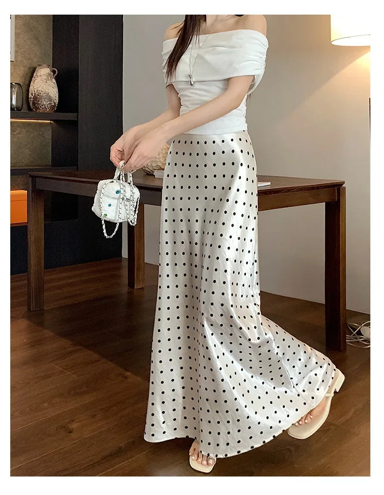 Spring 2025 High-Waisted Hoop Skirt Women's Vinegar Slimfish Tail Skirt A- Line Flared Hip Covering Long Dress