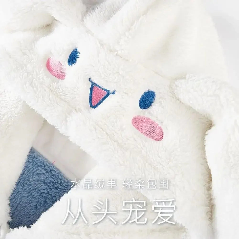 Cinnamoroll Women's Plush Pajamas Suit Sanrioed Kawaii Autumn Winter Hooded Home Clothes Cute Girl Thickened Cute Cartoon Sweet