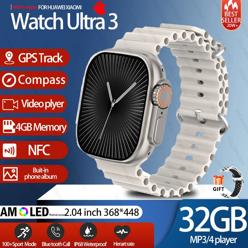 2025 New IOS DT Ultra 3 High-End Business Watch 32G Large Memory Album Smartwatch Men Sports Fitness Waterproof Watch Sportwatch