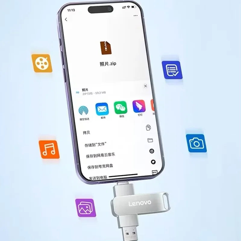 Lenovo 64TB USB 3.2 Pen Drive 16TB High Speed Transfer Metal Portable SSD Pendrive Cle 4TB U Disk Flash Drive Memoria USB Stick