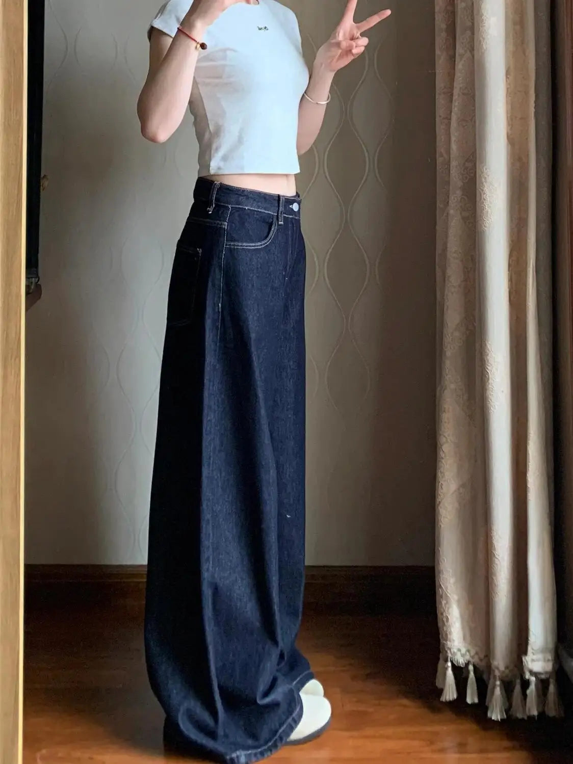 Harajuku Fashion Korean Popular Clothes Women's Denim Pants Bootcut Jeans Y2k Baggy American Vintage Pant Woman Clothing 2000s