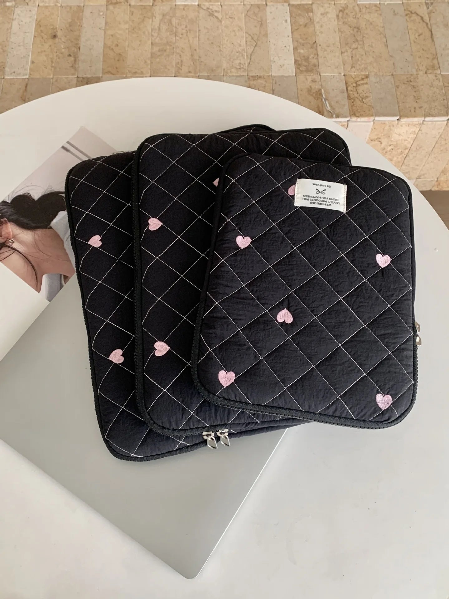 Cute Print Love Embroidery Laptop Bag 11 13.3 14 15 15.6 16 Inch Computer Bag Protection Case Laptop Sleeve Computer Case Bag
