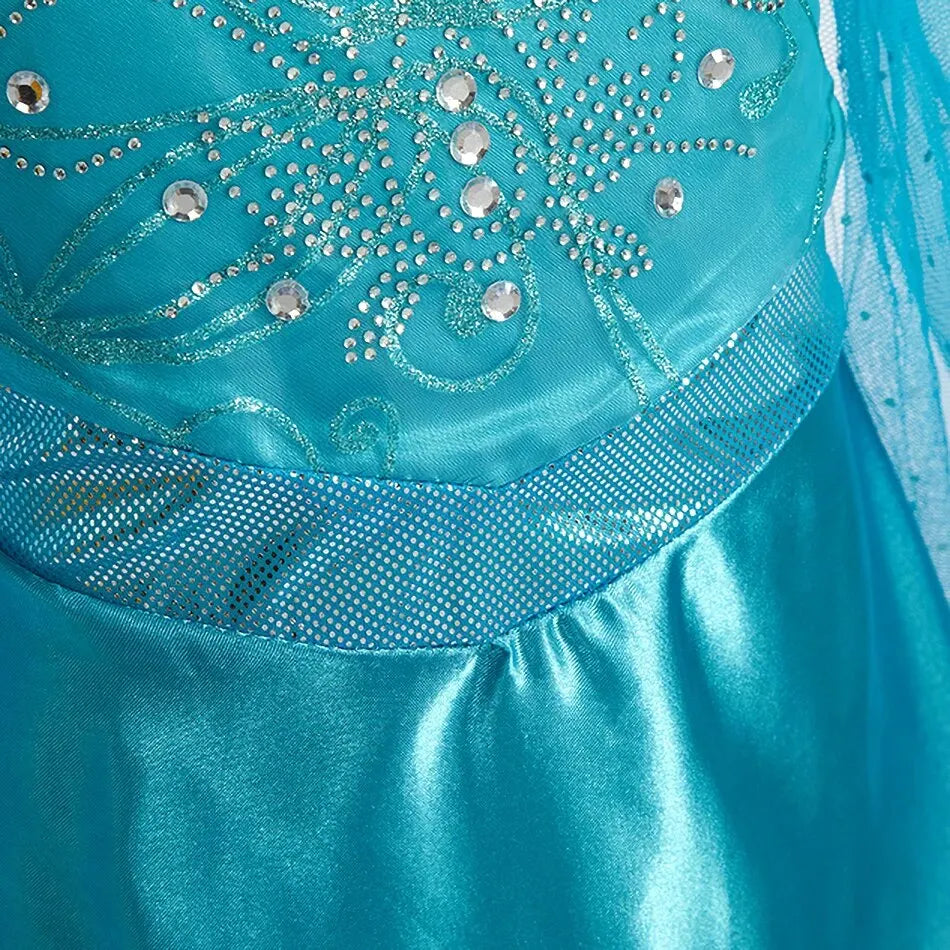 Halloween Elsa Dress for Girls Children Party Princess Costume Kids Disguise with Long Cloak Girl Snow Queen Carnival Clothes