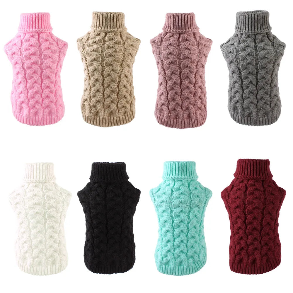 Dog Sweaters for Small Dogs Winter Warm Dog Clothes Turtleneck Knitted Pet Clothing Puppy Cat Sweater Vest Chihuahua Yorkie Coat