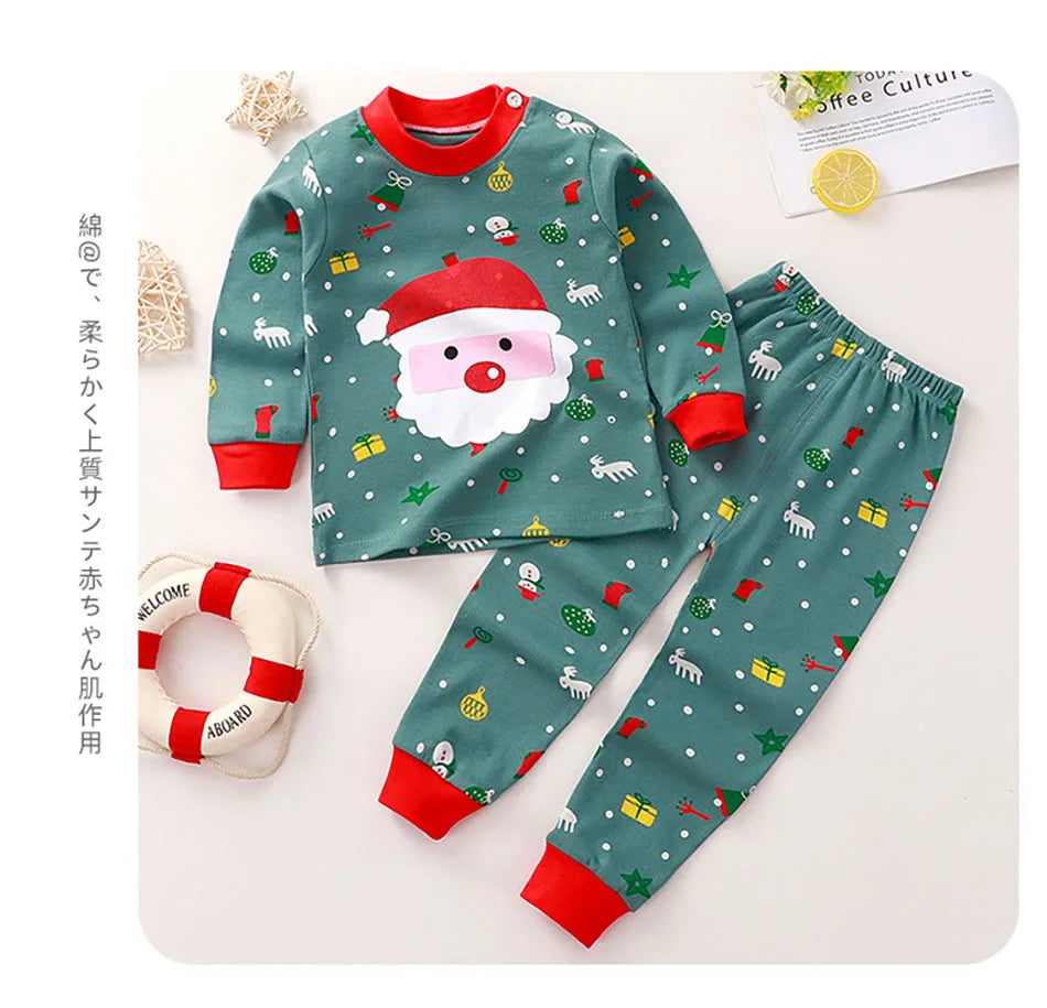 Spring Autumn Sleepwear Kids Comfort Cotton Pajamas Set Durable and Soft Unisex Cartoon Dinosaur for Boy Girl Children Clothes