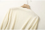 Women 55% Mulberry Silk 45% Cotton Shawl Wrap Hollow out Coat Top Cardigan Long Sleeve Blouse Shirt LY031