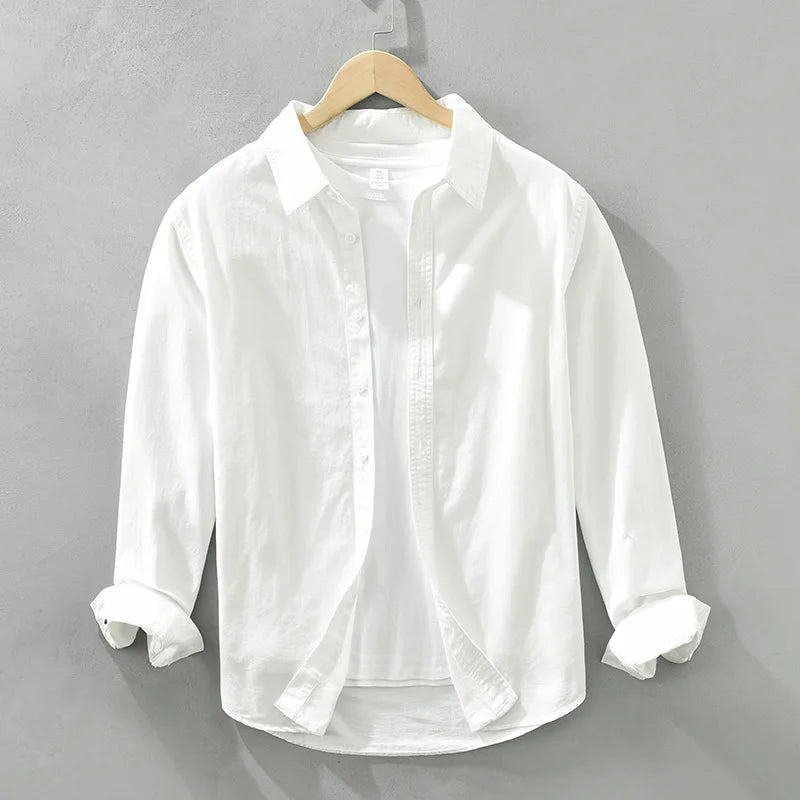 2025 Spring New Casual 100% Cotton Long Sleeve Shirt for Men Multi-color Simple Solid Color Classic Daily Shirts CM6651