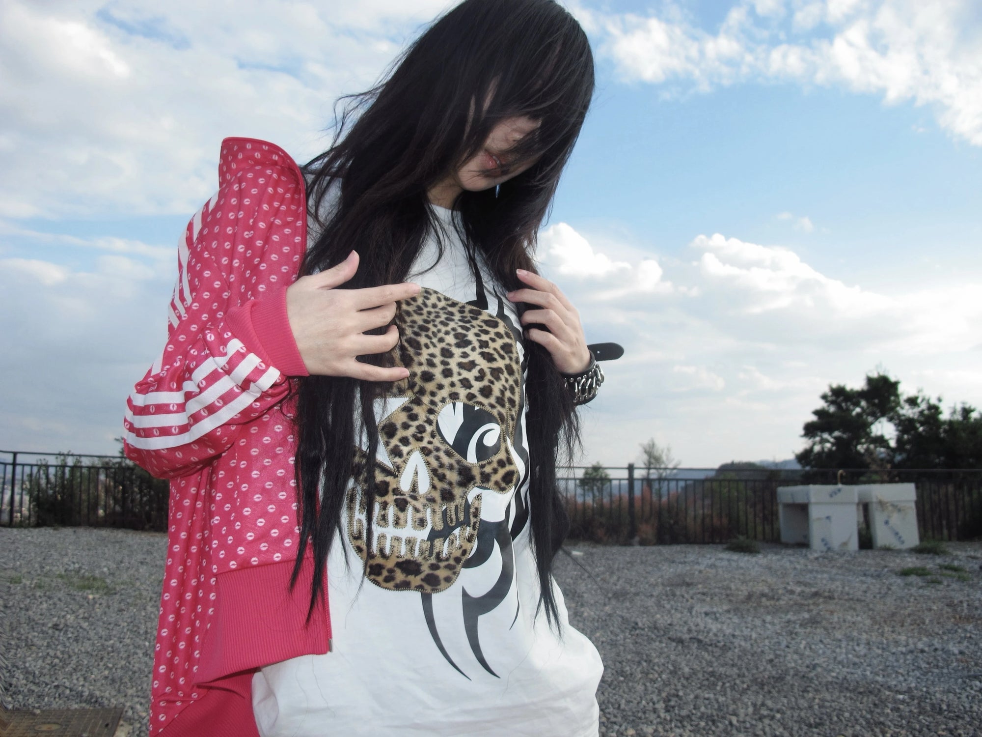 Karrcat Trashy Y2k Skull Print T-shirt Grunge Aesthetics Short Sleeve Tee Shirt Vintage 2000s Style Streetwear Gothic Punk 90s